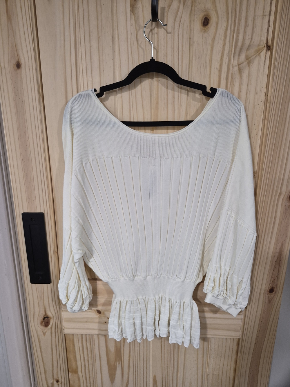 Anthropologie Cream Pleated Waist Knit Tunic